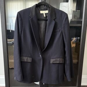 Rag & Bone Midnight Blue Wool Blazer with Black Satin Lapels
